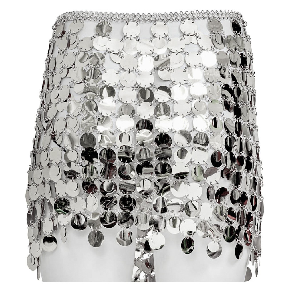 ΦΟΥΣΤΑ ΜΙΝΙ ΧΡΥΣΗ & ΑΣΗΜΕΝΙΑ ME ΜΕΓΑΛΕΣ ΠΑΓΙΕΤΕΣ, ΚΡΟΥΑΖΕ ME ΑΝΟΙΓΜΑ ΣΤΟ ΠΛΑΙ  "STYLISHIOUS COLLECTION"