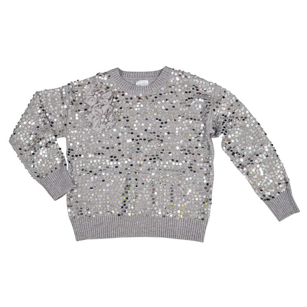 ΠΟΥΛΟΒΕΡ ΓΚΡΙ ΜΕ ΑΣΗΜΙ ΠΑΓΙΕΤΕΣ, ΚΑΙ ΣΤΡΟΓΓΥΛΗ ΛΑΙΜΟΚΟΨΗ "STYLISHIOUS COLLECTION"