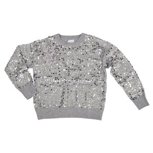 ΠΟΥΛΟΒΕΡ ΓΚΡΙ ΜΕ ΑΣΗΜΙ ΠΑΓΙΕΤΕΣ, ΚΑΙ ΣΤΡΟΓΓΥΛΗ ΛΑΙΜΟΚΟΨΗ "STYLISHIOUS COLLECTION"