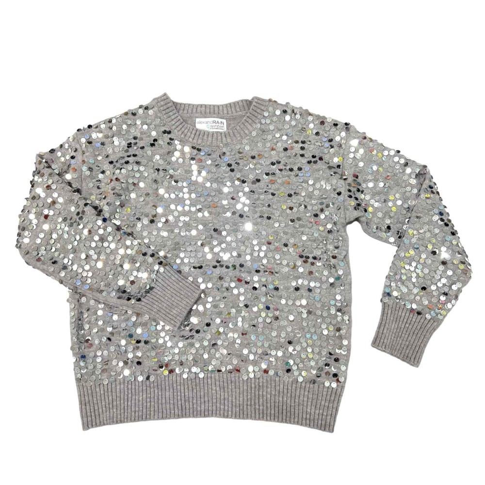 ΠΟΥΛΟΒΕΡ ΓΚΡΙ ΜΕ ΑΣΗΜΙ ΠΑΓΙΕΤΕΣ, ΚΑΙ ΣΤΡΟΓΓΥΛΗ ΛΑΙΜΟΚΟΨΗ "STYLISHIOUS COLLECTION"