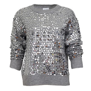 ΠΟΥΛΟΒΕΡ ΓΚΡΙ ΜΕ ΑΣΗΜΙ ΠΑΓΙΕΤΕΣ, ΚΑΙ ΣΤΡΟΓΓΥΛΗ ΛΑΙΜΟΚΟΨΗ "STYLISHIOUS COLLECTION"