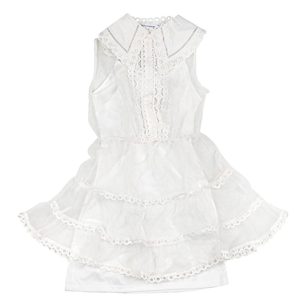 ΦΟΡΕΜΑ ΜΙΝΙ ΛΕΥΚΟ ΑΠΟ ΔΙΑΦΑΝΗ ΟΡΓΑΤΖΑ ΜΕ ΒΟΛΑΝ & ΛΕΥΚΟ ΓΙΑΚΑ "ALEX KATSAITI X STYLISHIOUS"