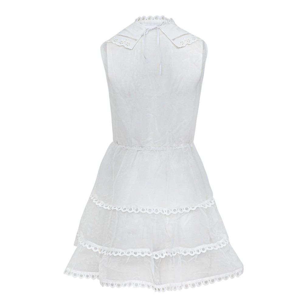 ΦΟΡΕΜΑ ΜΙΝΙ ΛΕΥΚΟ ΑΠΟ ΔΙΑΦΑΝΗ ΟΡΓΑΤΖΑ ΜΕ ΒΟΛΑΝ & ΛΕΥΚΟ ΓΙΑΚΑ "ALEX KATSAITI X STYLISHIOUS"