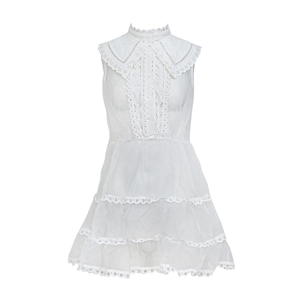 ΦΟΡΕΜΑ ΜΙΝΙ ΛΕΥΚΟ ΑΠΟ ΔΙΑΦΑΝΗ ΟΡΓΑΤΖΑ ΜΕ ΒΟΛΑΝ & ΛΕΥΚΟ ΓΙΑΚΑ "ALEX KATSAITI X STYLISHIOUS"