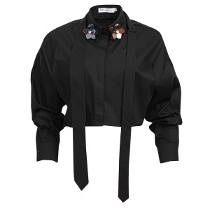 ΠΟΥΚΑΜΙΣΟ ΒΑΜΒΑΚΕΡΟ, ΜΑΥΡΟ KONTO ME ΓΡΑΒΑΤΑ & ΚΑΡΦΙΤΣΕΣ "STYLISHIOUS COLLECTION"