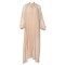 DRESS LONG, PLEATED IN IVORY PINK, WIDE LINE WITH HIGH NECK, PUSSY BOW & LONG PUFFY SLEEVES "STYLISHIOUS COLLECTION"