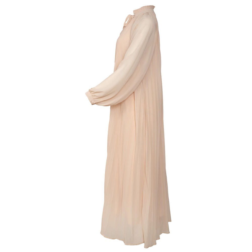 ΦΟΡΕΜΑ ΠΛΙΣΕ, ΜΑΚΡΥ, IBOYAP - ΧΡΩΜΑ ΠΟΥΔΡΑΣ, ΜΑΚΡΥΜΑΝΙΚΟ ΣΕ ΦΑΡΔΙΑ ΓΡΑΜΜΗ  "STYLISHIOUS COLLECTION"