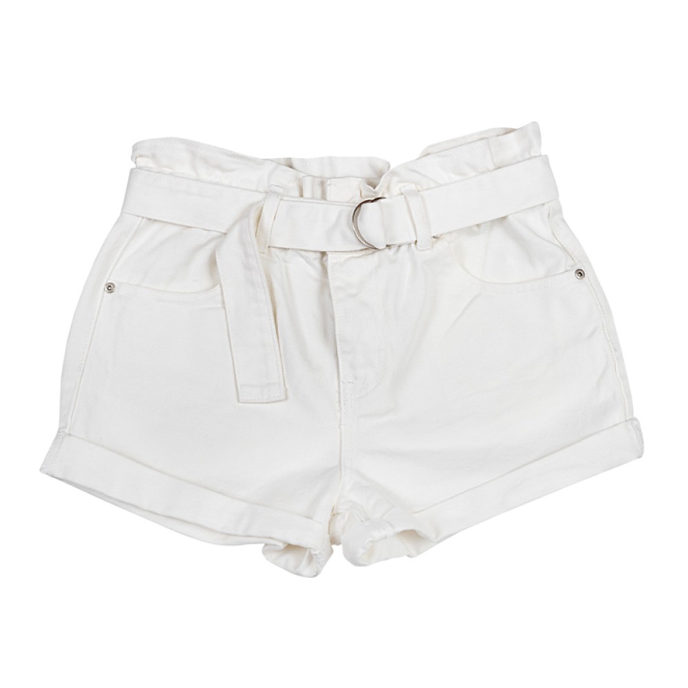 ΣΟΡΤ ΛΕΥΚΟ-ΙΒΟΥΑΡ, OVERSIZED, ΒΑΜΒΑΚΕΡΟ ΜΕ ΛΑΣΤΙΧΟ ΣΤΗΝ ΜΕΣΗ KAI ΖΩΝΗ ''STYLISHIOUS"  COLLECTION