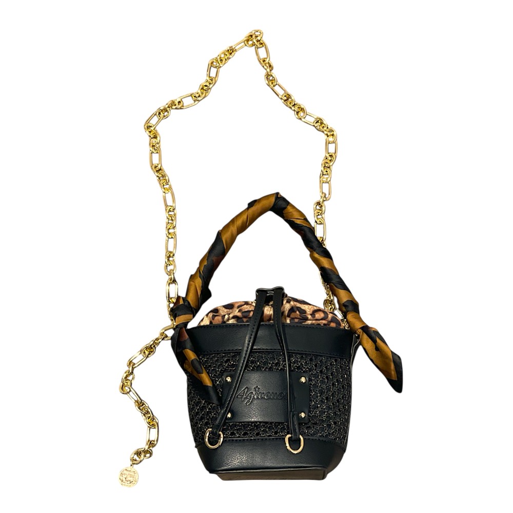 ΤΣΑΝΤΑ - ΠΟΥΓΚΙ ΜΑΥΡΟ ΣΕ ΣΤΥΛ ΨΑΘΑ -ΑΠΟ ΔΕΡΜΑΤΙΝΗ- ΜΕ ΛΕΟΠΑΡ ΕΣΩΤΕΡΙΚΟ ΠΟΥΓΚΙ 'STYLISHIOUS COLLECTION"