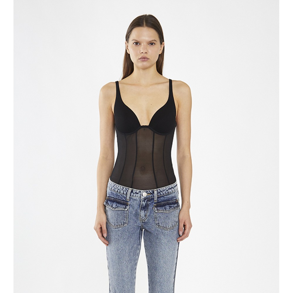 ΚΟΡΜΑΚΙ ΜΑΥΡΟ, ΕΛΑΣΤΙΚΟ ΔΙΑΦΑΝΟ ΤΥΠΟΥ ΚΟΡΣΕΣ ΜΕ CUPS "STYLISHIOUS COLLECTION"