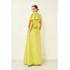 ΦΟΡΕΜΑ LIME, ΜΑΚΡΥ ΜΕ ΕΝΑΝ ΩΜΟ, ΤΣΕΠΕΣ ΚΑΙ ΔΙΑΚΟΣΜΗΤΙΚΟ ΜΕΓΑΛΟ ΦΙΟΓΚΟ   "STYLISHIOUS COLLECTION"