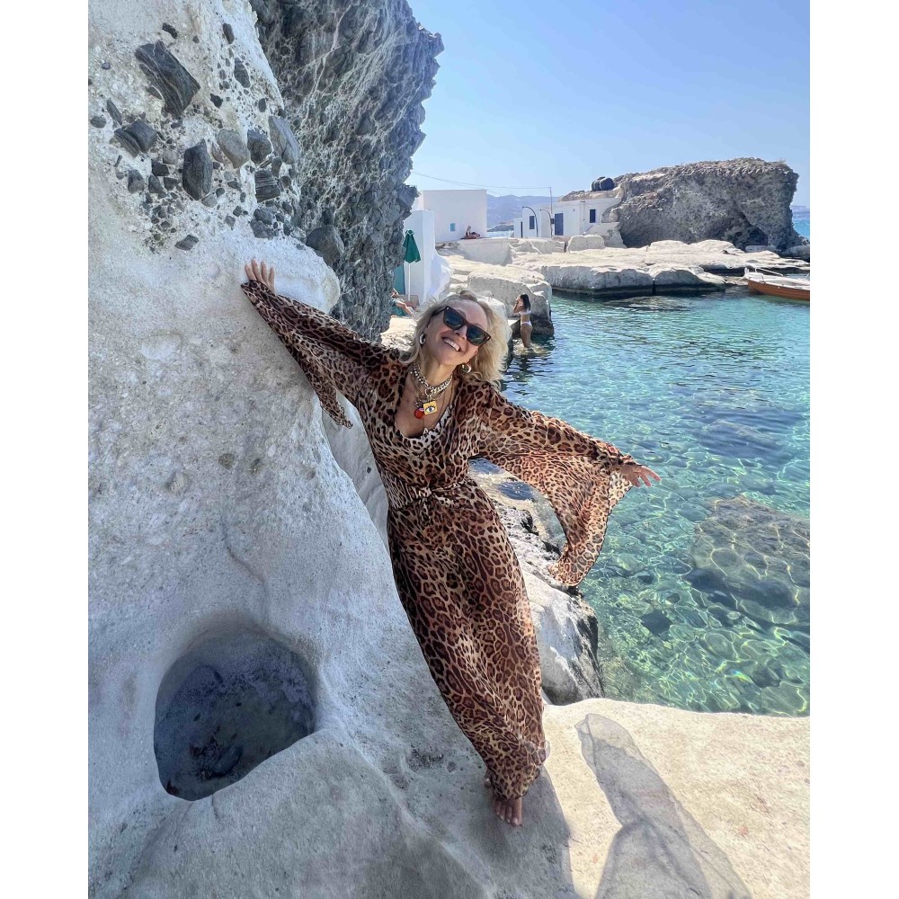 ΚΑΦΤΑΝΙ ΔΙΑΦΑΝΟ ΛΕΟΠΑΡ, ΜΑΚΡΥ ΜΕ ΜΑΚΡΙΑ ΦΑΡΔΥΑ ΜΑΝΙΚΙΑ, ΑΝΟΙΓΜΑΤΑ & ΧΡΥΣΟ ΚΡΙΚΟ " STYLISHIOUS COLLECTION "