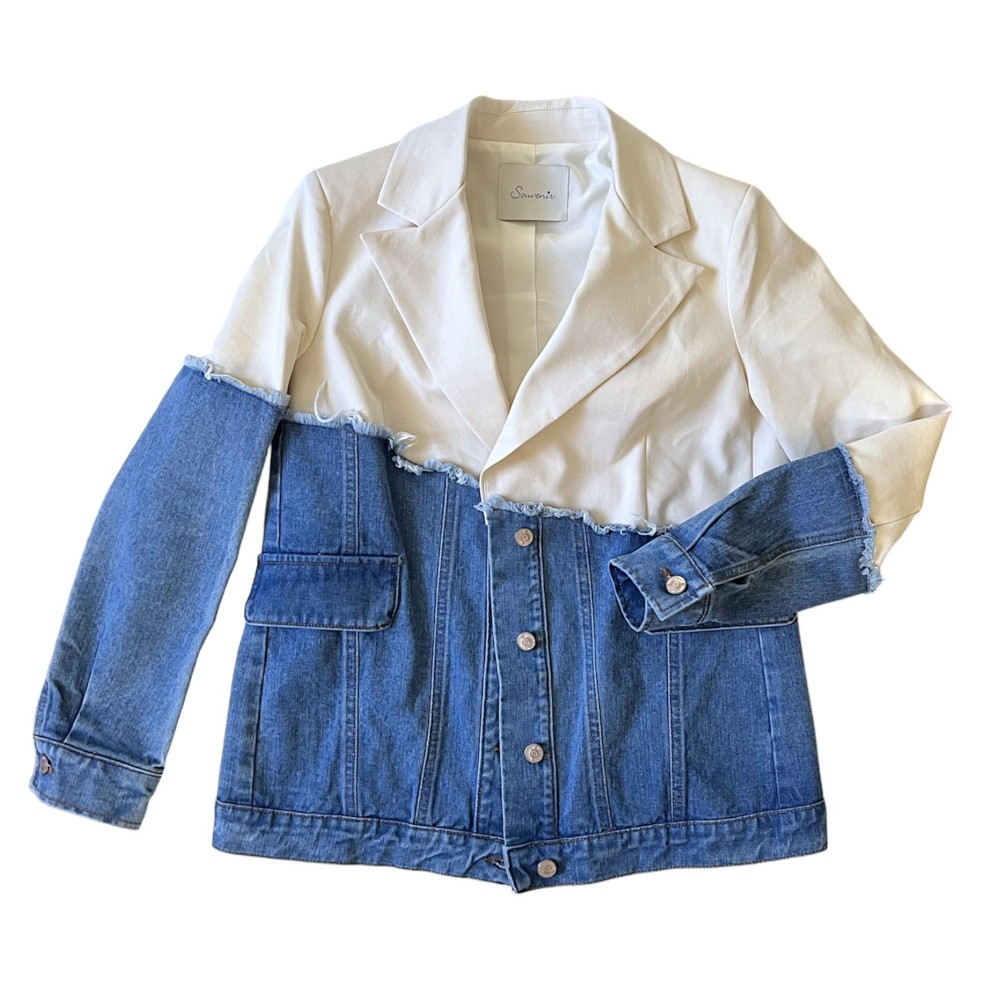 ΣΑΚΑΚΙ ΔΙΧΡΩΜΟ ΙΒΟΥΑΡ & ΤΖΙΝ ΣΕ ΧΑΛΑΡΗ ΓΡΑΜΜΗ ΜΕ ΔΙΑΚΟΣΜΗΤΙΚΕΣ ΤΣΕΠΕΣ ”STYLISHIOUS COLLECTION"