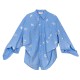 SHIRT IN LIGHT BLUE, OVERSIZED EMBROIDERED WITH SILVER SEQUINS  "STYLISHIOUS COLLECTION"