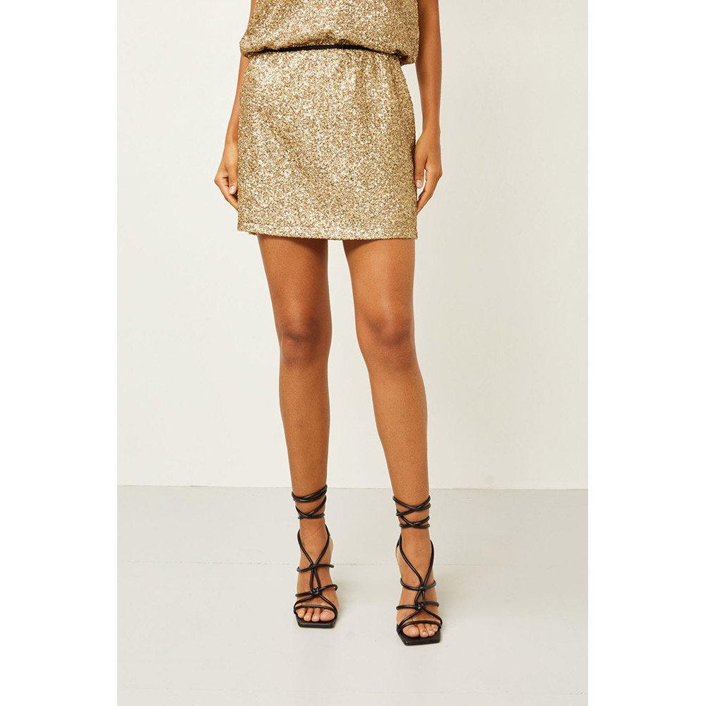 ΦΟΥΣΤΑ ΜΙΝΙ ΜΕ ΧΡΥΣΗ ΠΑΓΙΕΤΑ ΚΑΙ ΛΑΣΤΙΧΟ ΣΤΗ ΜΕΣΗ "ALEX KATSAITI X STYLISHIOUS"