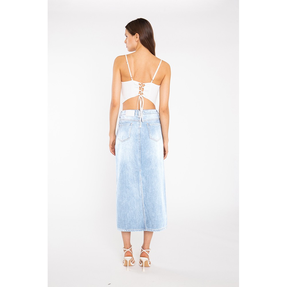 ΦΟΥΣΤΑ ΤΖΙΝ, ΜΙΝΤΙ ΣΕ ΙΣΙΑ ΓΡΑΜΜΗ, ΨΗΛΟΜΕΣΗ ΜΕ ΤΣΕΠΕΣ & ΒΑΘΥ ΑΝΟΙΓΜΑ ΠΙΣΩ  "STYLISHIOUS COLLECTION"