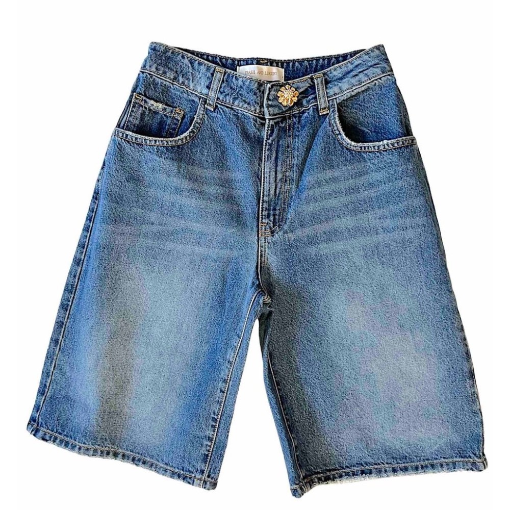 ΒΕΡΜΟΥΔΑ ΤΖΗΝ, ΞΕΒΑΜΜΕΝΗ ΣΕ ΙΣΙΑ ΓΡΑΜΜΗ ΜΕ ΚΟΥΜΠΙ - ΛΟΥΛΟΥΔΙ ME ΣΤΡΑΣ "STYLISHIOUS COLLECTION"