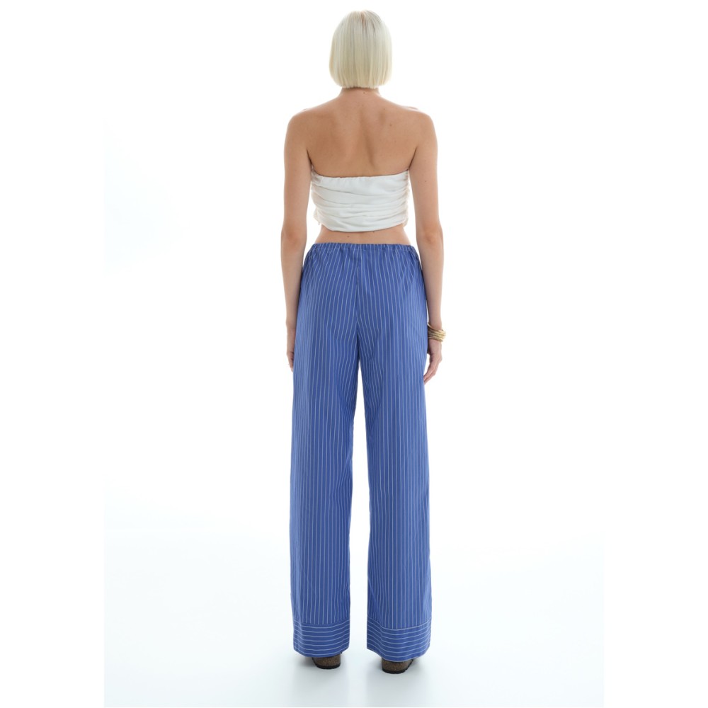 ΠΑΝΤΕΛΟΝΙ ΡΙΓΕ ΓΑΛΑΖΙΟ-ΑΣΠΡΟ, ΣΤΥΛ ΠΥΤΖΑΜΑ ΜΕ ΚΟΡΔΟΝΙ "STYLISHIOUS COLLECTION"