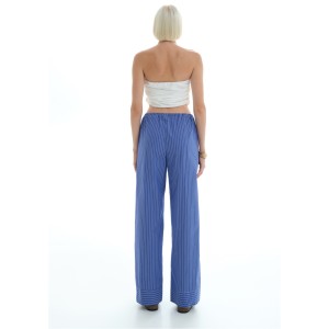 ΠΑΝΤΕΛΟΝΙ ΡΙΓΕ ΓΑΛΑΖΙΟ-ΑΣΠΡΟ, ΣΤΥΛ ΠΥΤΖΑΜΑ ΜΕ ΚΟΡΔΟΝΙ "STYLISHIOUS COLLECTION"