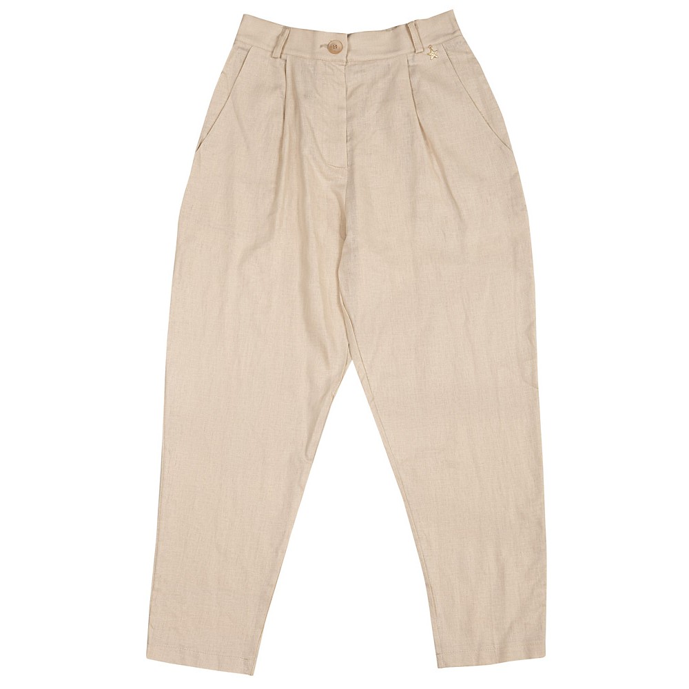 ΠΑΝΤΕΛΟΝΙ ΛΙΝΟ ΣΕ ΜΠΕΖ ΑΠΟΧΡΩΣΗ, ΨΗΛΟΜΕΣΟ ΣΕ ΓΡΑΜΜΗ ΒAGGY ΜΕΧΡΙ ΤΟΝ ΑΣΤΡΑΓΑΛΟ  "STYLISHIOUS COLLECTION"