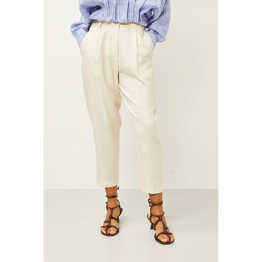 ΠΑΝΤΕΛΟΝΙ ΛΙΝΟ ΣΕ ΜΠΕΖ ΑΠΟΧΡΩΣΗ, ΨΗΛΟΜΕΣΟ ΣΕ ΓΡΑΜΜΗ ΒAGGY ΜΕΧΡΙ ΤΟΝ ΑΣΤΡΑΓΑΛΟ  "STYLISHIOUS COLLECTION"