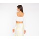 TOP - CORSET STYLE - CROPPED, IN OFF-WHITE STRETCH KNIT WITH LONG-SLEEVES "STYLISHIOUS COLLECTION"