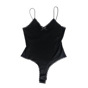 BODY IN BLACK WITH LACE TRIM & THIN STRAPS "STYLISHIOUS COLLECTION"