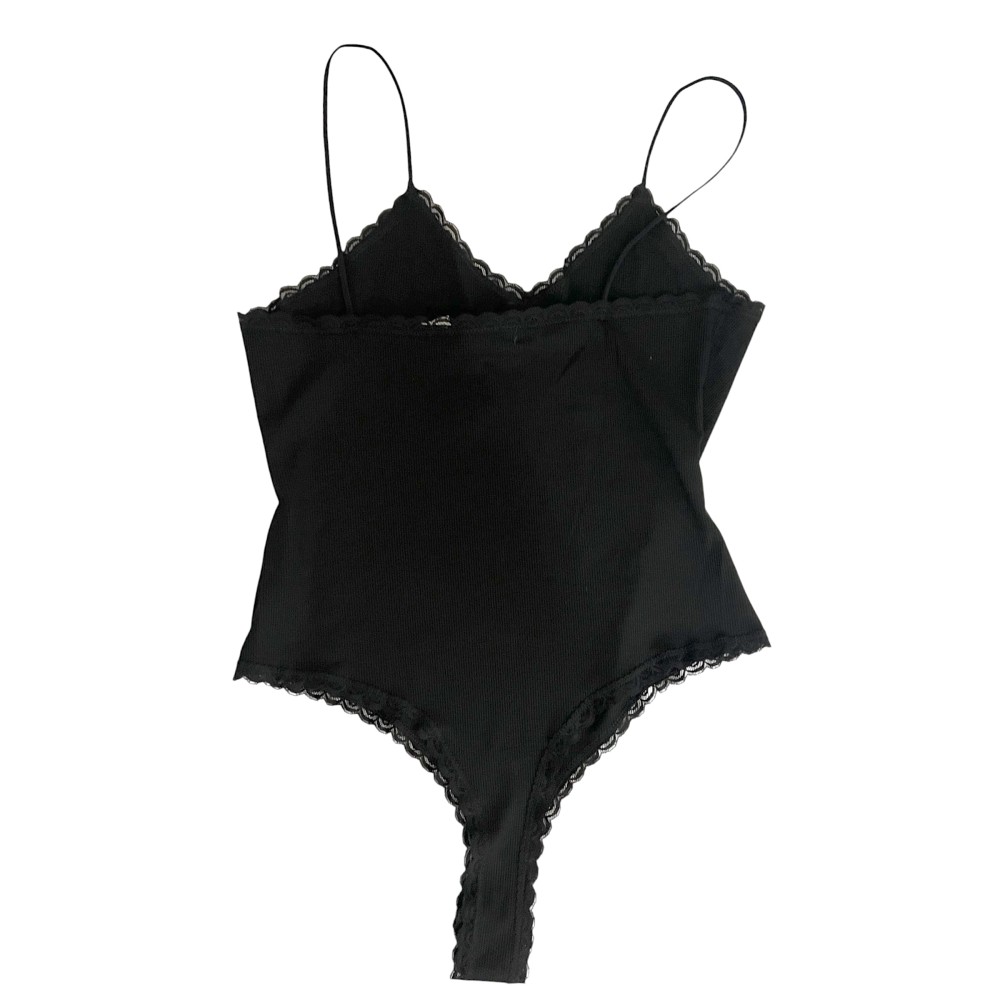 BODY IN BLACK WITH LACE TRIM & THIN STRAPS "STYLISHIOUS COLLECTION"