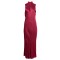 DRESS LONG, SLIP DRESS, IN BORDEAUX SATIN, SLEEVELESS WITH HIGH NECK  "STYLISHIOUS COLLECTION"