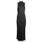 DRESS LONG, SLIP DRESS, IN BLACK SATIN, SLEEVELESS WITH HIGH NECK  "STYLISHIOUS COLLECTION"