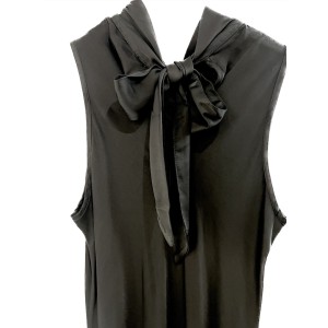 DRESS LONG, SLIP DRESS, IN BLACK SATIN, SLEEVELESS WITH HIGH NECK  "STYLISHIOUS COLLECTION"