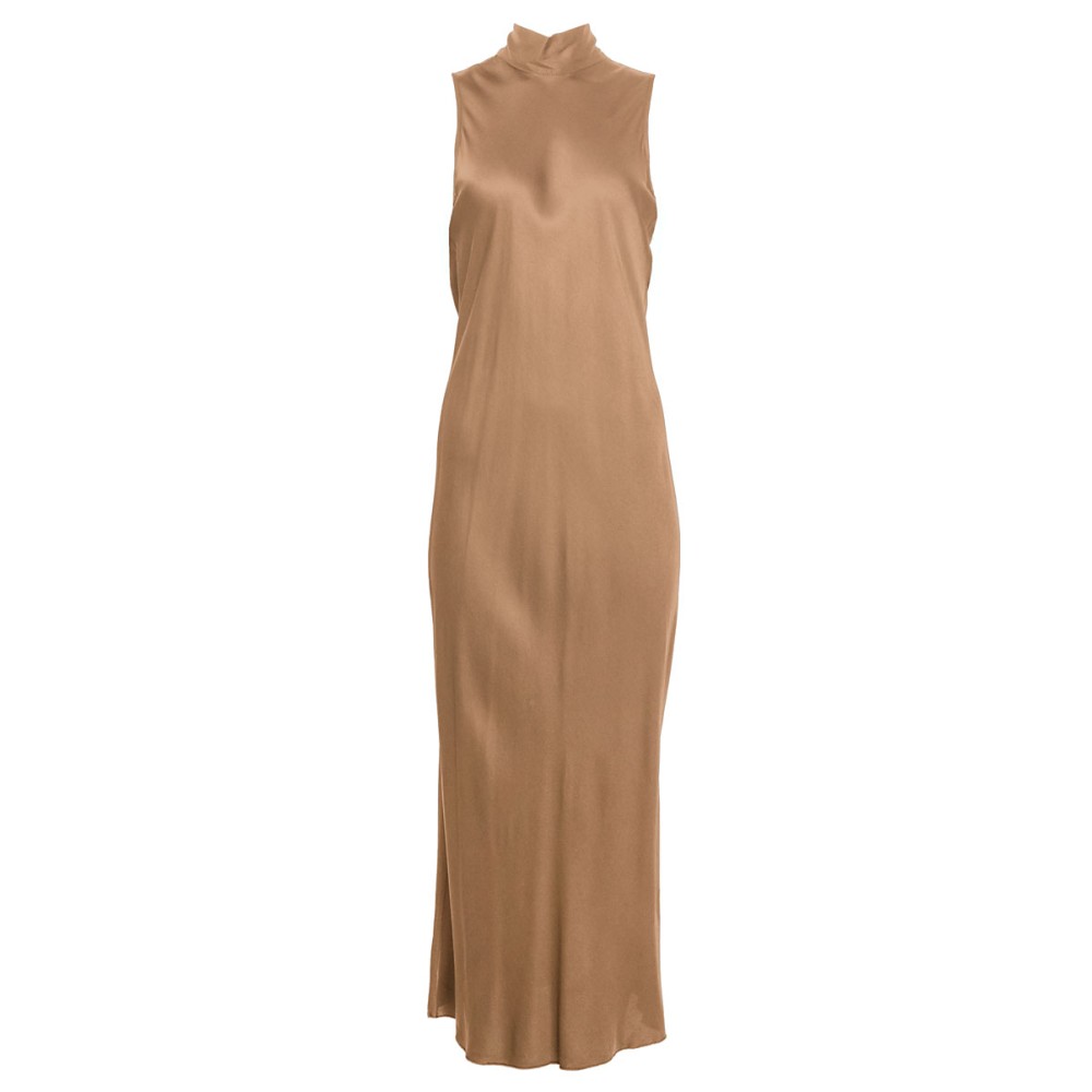 ΦΟΡΕΜΑ ΜΑΚΡΥ ΣΕ ΧΡΥΣΟ , ΣΑΤΕΝ & ΑΜΑΝΙΚΟ ΜΕ ΨΗΛΟ ΛΑΙΜΟ "STYLISHIOUS COLLECTION"