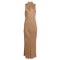 DRESS LONG, SLIP DRESS, IN GOLD SATIN, SLEEVELESS WITH HIGH NECK  "STYLISHIOUS COLLECTION"