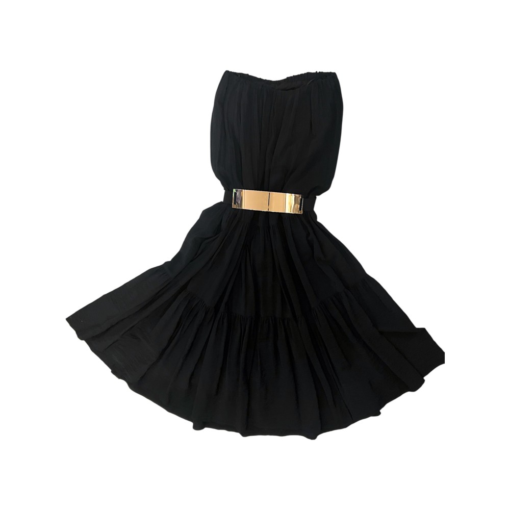 ΦΟΡΕΜΑ ΣΤΡΑΠΛΕΣ ΜΑΥΡΟ, ΜΑΚΡΥ ΚΑΙ ΦΑΡΔΥ ΜΕ ΒΟΛΛΑΝ "STYLISHIOUS COLLECTION"