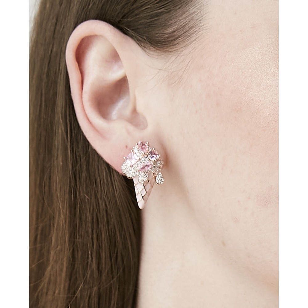 ΣΚΟΥΛΑΡΙΚΙΑ ΡΟΖ ΣΕ ΣΧΗΜΑ ΠΑΓΩΤΟ, ΔΙΑΚΟΣΜΗΜΕΝΑ ΜΕ ΚΡΥΣΤΑΛΛΑ "STYLISHIOUS COLLECTION"