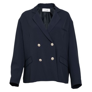 JACKET - BLAZER OVERSIZED IN NAVY BLUE WITH GOLD BUTTONS, DOUBLE BREASTED, WITH POCKETS ”ALEX KATSAITI X STYLISHIOUS”.