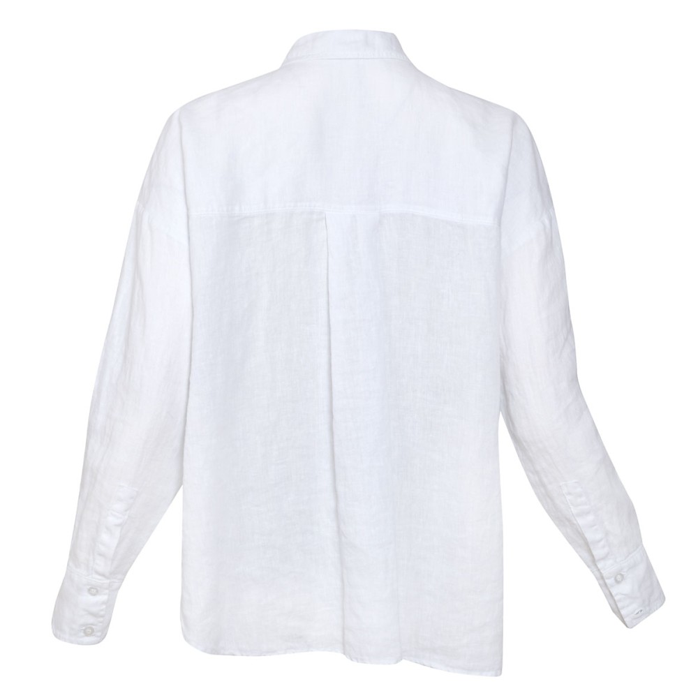 ΠΟΥΚΑΜΙΣO ΛΕΥΚΟ ΛΙΝΟ ΣΕ ΧΑΛΑΡΗ ΑΝΔΡΙΚΗ ΓΡΑΜΜΗ ΜΕ ΚΟΚΚΙΝΟ ΚΕΝΤΗΜΑ " MON AMOUR"  "STYLISHIOUS COLLECTION" 