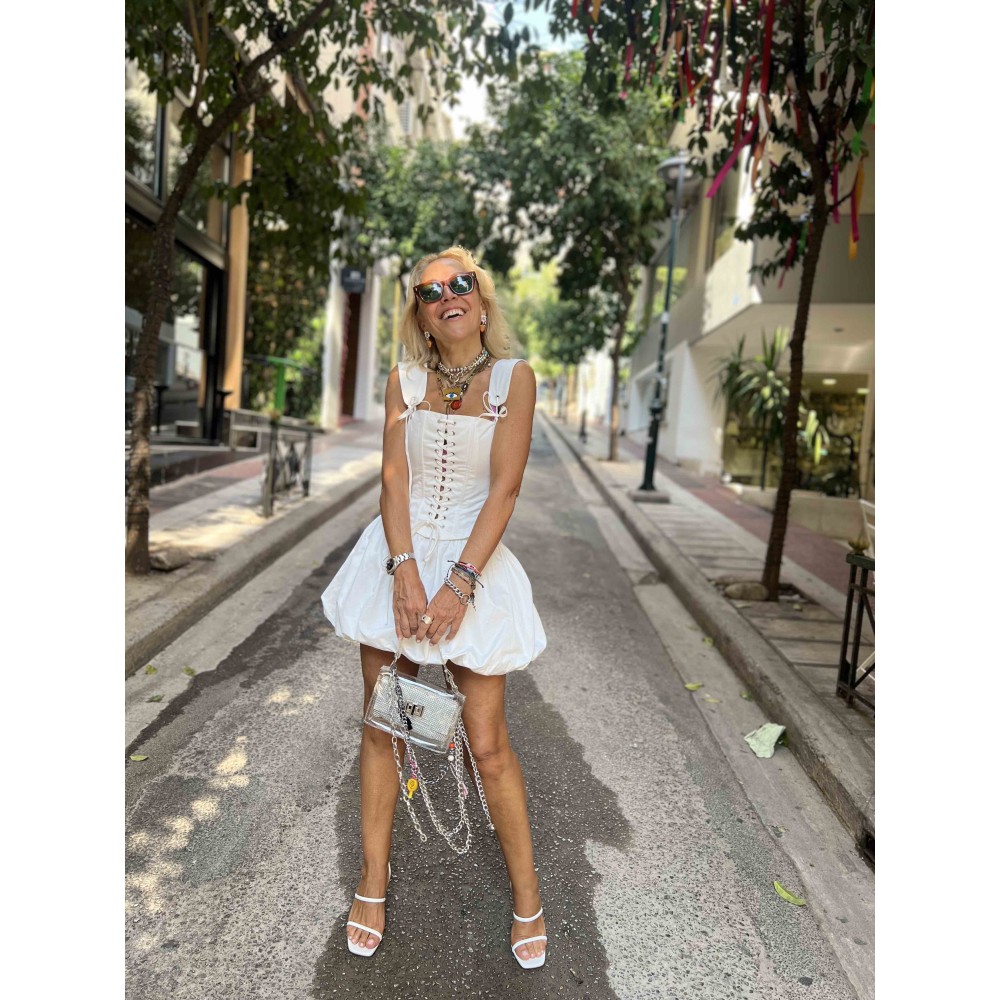 ΦΟΥΣΤΑ ΜΙΝΙ, ΛΕΥΚΗ, ΜΠΑΛΟΥΝ "STYLISHIOUS COLLECTION`'