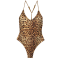 SWIMSUIT ONE PIECE IN ANIMAL PRINT, OPEN BACK WITH THIN, ADJUSTABLE STRAPS "STYLISHIOUS COLLECTION"