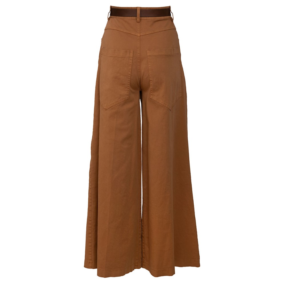 ΠΑΝΤΕΛΟΝΙ ΣΕ KAMMENO ΠΟΡΤΟΚΑΛΙ-ΤΑΜΠΑ, ΨΗΛΟΜΕΣΟ, ΜΕ ΖΩΝΗ ΣΤΗΝ ΜΕΣΗ ΚΑΙ ΧΑΛΑΡΗ ΕΦΑΡΜΟΓΗ ΠΟΥ ΦΑΡΔΑΙΝΕΙ "STYLISHIOUS COLLECTION"