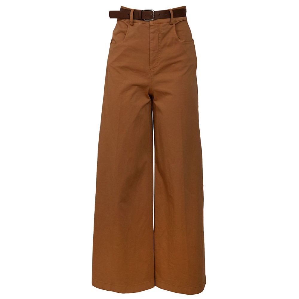 ΠΑΝΤΕΛΟΝΙ ΣΕ KAMMENO ΠΟΡΤΟΚΑΛΙ-ΤΑΜΠΑ, ΨΗΛΟΜΕΣΟ, ΜΕ ΖΩΝΗ ΣΤΗΝ ΜΕΣΗ ΚΑΙ ΧΑΛΑΡΗ ΕΦΑΡΜΟΓΗ ΠΟΥ ΦΑΡΔΑΙΝΕΙ "STYLISHIOUS COLLECTION"