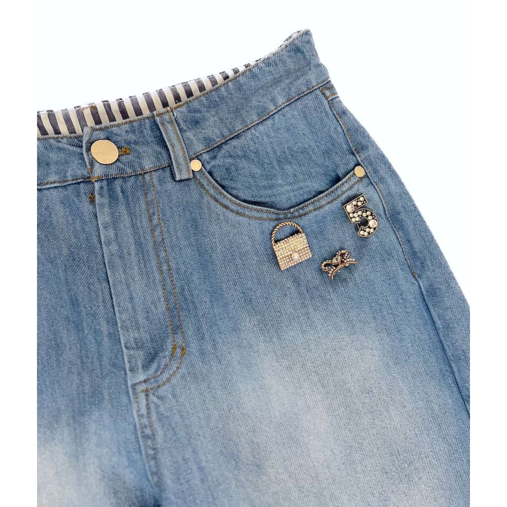 ΠΑΝΤΕΛΟΝΙ ΤΖHΝ ΣΕ ΣΤΥΛ 70'S, ΞΕΒΑΜΜΕΝΟ ΜΠΛΕ, ΨΗΛΟΜΕΣΟ,ΠΟΛΥ ΑΠΑΛΟ, ΙΣΙΟ ΚΑΙ ΦΑΡΔΥ ΜΕ ΑΠΟΣΠΩΜΕΝΕΣ ΚΑΡΦΙΤΣΕΣ  "STYLISHIOUS COLLECTION"