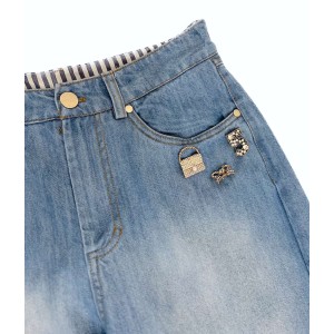 ΠΑΝΤΕΛΟΝΙ ΤΖHΝ ΣΕ ΣΤΥΛ 70'S, ΞΕΒΑΜΜΕΝΟ ΜΠΛΕ, ΨΗΛΟΜΕΣΟ,ΠΟΛΥ ΑΠΑΛΟ, ΙΣΙΟ ΚΑΙ ΦΑΡΔΥ ΜΕ ΑΠΟΣΠΩΜΕΝΕΣ ΚΑΡΦΙΤΣΕΣ  "STYLISHIOUS COLLECTION"