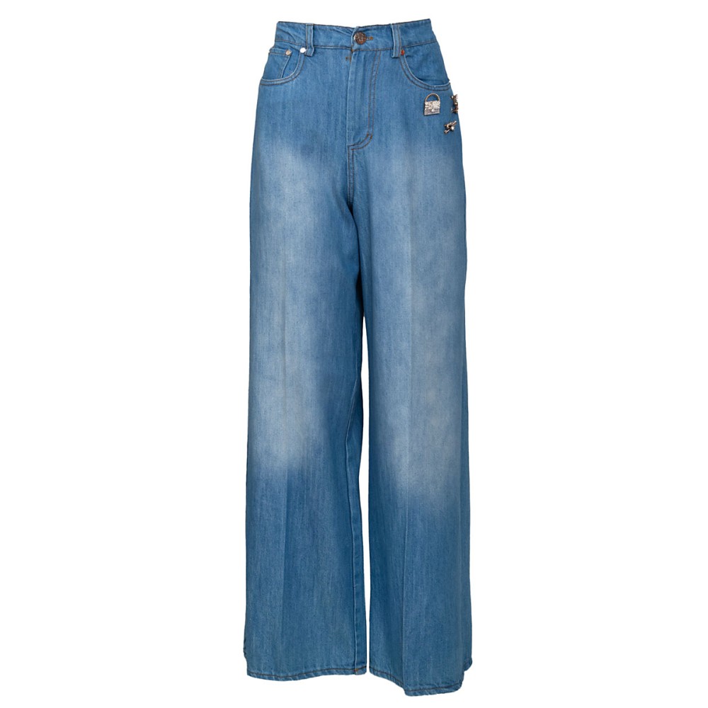 ΠΑΝΤΕΛΟΝΙ ΤΖHΝ ΣΕ ΣΤΥΛ 70'S, ΞΕΒΑΜΜΕΝΟ ΜΠΛΕ, ΨΗΛΟΜΕΣΟ,ΠΟΛΥ ΑΠΑΛΟ, ΙΣΙΟ ΚΑΙ ΦΑΡΔΥ ΜΕ ΑΠΟΣΠΩΜΕΝΕΣ ΚΑΡΦΙΤΣΕΣ  "STYLISHIOUS COLLECTION"