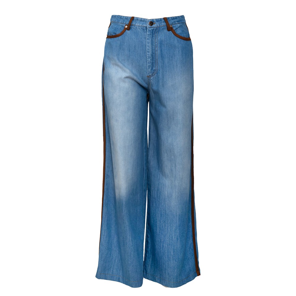 ΠΑΝΤΕΛΟΝΙ ΤΖHΝ ΣΕ ΑΝΟΙΧΤΟ ΜΠΛΕ, ΞΕΒΑΜΜΕΝΟ, ΨΗΛΟΜΕΣΟ ΜΕ ΚΑΦΕ ΣΟΥΕΝΤ ΛΕΠΤΟΜΕΡΕΙΕΣ "STYLISHIOUS COLLECTION"