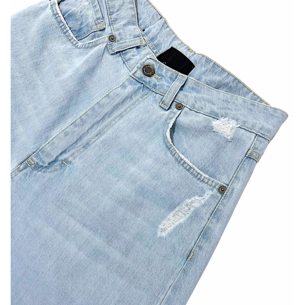 ΠΑΝΤΕΛΟΝΙ ΤΖHΝ ΣΕ ΑΝΟΙΧΤΟ ΜΠΛΕ, ΨΗΛΟΜΕΣΟ ΣΕ ΙΣΙΑ - ΧΑΛΑΡΗ ΓΡΑΜΜΗ ΜΕ ΤΣΕΠΕΣ "STYLISHIOUS COLLECTION"