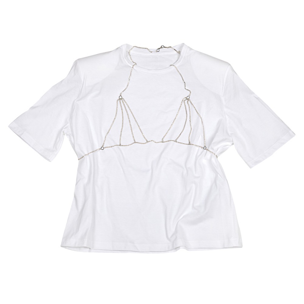 T-SHIRT ΛΕΥΚΟ ΜΕ ΑΠΟΣΠΩΜΕΝΟ TOΠ ΑΠΟ ΑΛΥΣΙΔΑ ΜΕ ΣΤΡΑΣ "STYLISHIOUS COLLECTION"