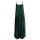 DRESS IN FOREST GREEN PLEATED VELVET WITH BLACK FLOWER PIN ''STYLISHIOUS COLLECTION''