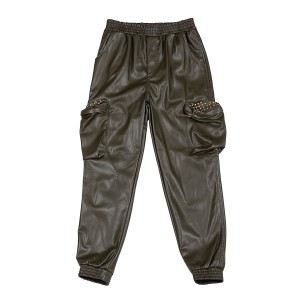 ΠΑΝΤΕΛΟΝΙ ΑΠΟ ΟΙΚΟΛΟΓΙΚΟ ΔΕΡΜΑ ΧΑΚΙ, ΤΥΠΟΥ CARGO ΜΕ ΕΞΩΤΕΡΙΚΕΣ ΤΣΕΠΕΣ & ΤΡΟΥΚΣ "STYLISHIOUS COLLECTION"