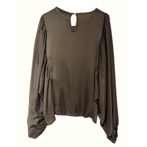 ΜΠΛΟΥΖΑ ΣΕ ΣΚΟΥΡΟ ΚΑΦΕ ΣΑΤΕΝ ΜΕ ΦΑΡΔΙΑ ΜΑΝΙΚΙΑ ΣΕ ΣΤΥΛ ΝΥΧΤΕΡΙΔΑ ΜΕ ΠΙΕΤΕΣ "STYLISHIOUS COLLECTION"